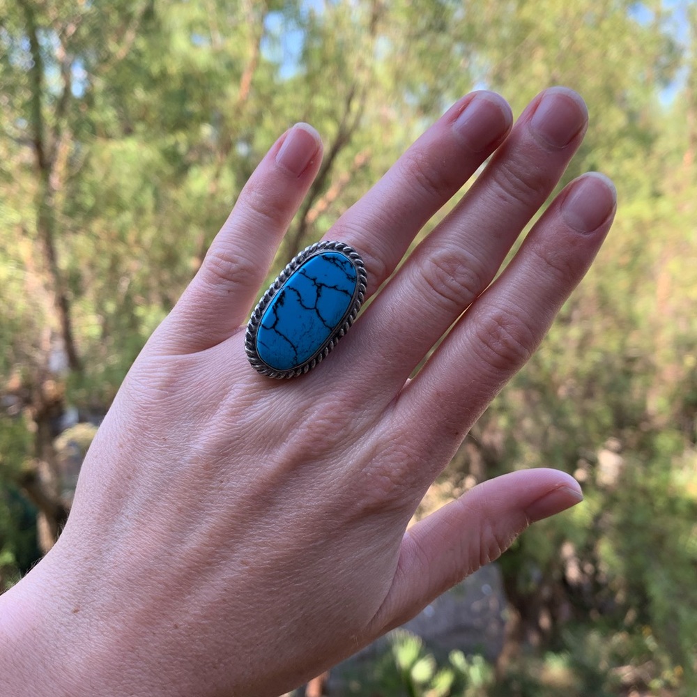 Turquoise Cabochon Ring - Size 6